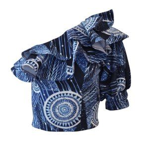 Designer Printed Crop Top with Ruffle